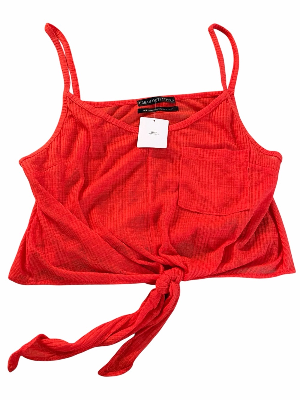 Urban Outfitters vibrant red/orange "Quinn" front-tie cropped cami tank Sz M NWT